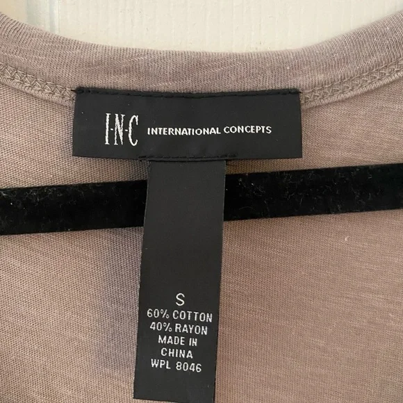 INC International Concepts Tan and Black Long Graphic Tank Top - Picture 3 of 3